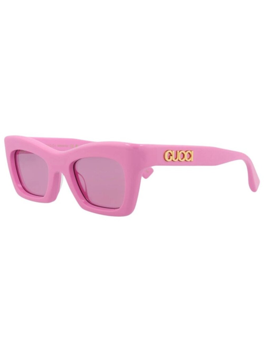 New Gucci Women's Sunglasses Cat Eye Recycled Acetate Frame Pink Pink Pink